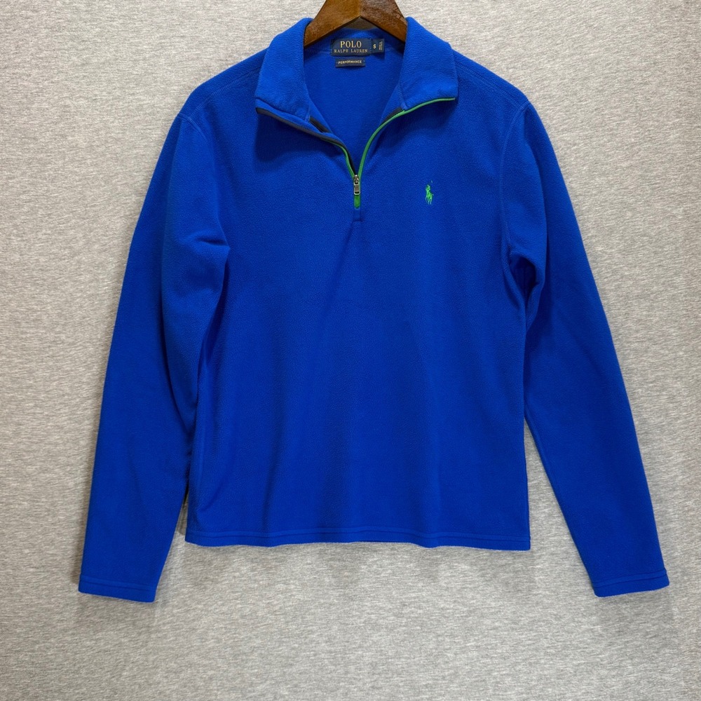 Polo Ralph Lauren Fleece Pullover Mens Small Blue Quarter Zip Performance Preppy